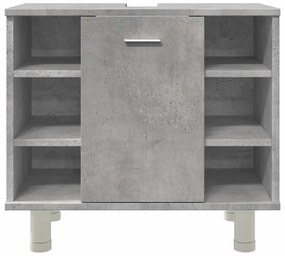 vidaXL Ντουλάπι Νιπτήρα Γκρι Σκυροδέματος 60x32x53,5 εκ. Επεξ. Ξύλο
