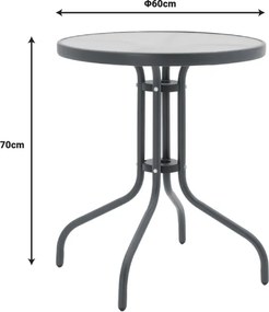 Τραπεζαρία Watson-Confidence A σετ 3τεμ pakoworld μέταλλο σε ανθρακί απόχρωση Φ60x70εκ