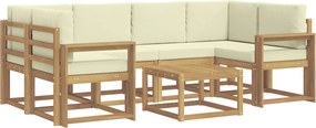 vidaXL Σειρά Καναπέ Εξωτερικού με μαξιλάρι 7 pcs Λευκό και Κρεμ