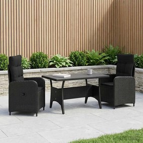 VidaXL Σετ Εξωτερικής Τραπέζης 3 τμχ. Μαύρο 120 x 70 x 66 cm