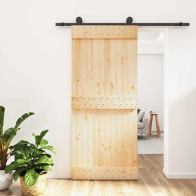 vidaXL Συρόμενη Πόρτα Φυσικό και Μαύρο 90 x 210 cm