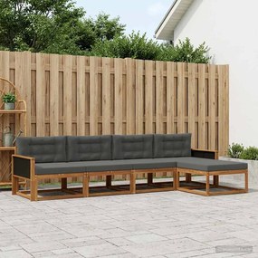 vidaXL Σειρά Καναπέ Εξωτερικού 5 pcs Φυσικό και Ανθρακί