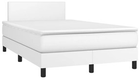 vidaXL Κρεβάτι Boxspring με Στρώμα Λευκό 120x200εκ.από Συνθετικό Δέρμα