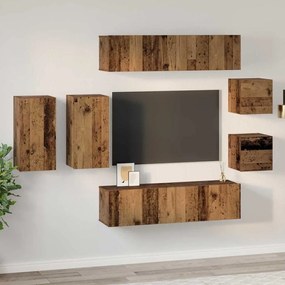 vidaXL Σετ επίπλου τηλεόρασης 8 pcs Παλαιό ξύλο 30.5 x 30 x 60 εκ.