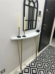Stewehome Οβάλ κονσόλα μισοφέγγαρο με πόδια Λευκό 18x86x86 cm