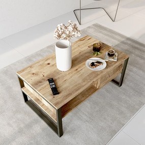 Τραπέζι σαλονιού Honora pakoworld oak-μαύρο 100x60x44,5εκ - 176-000009