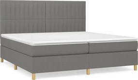 vidaXL Κρεβάτι Boxspring με Στρώμα Σκούρο Γκρι 200x200 εκ. Υφασμάτινο