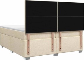 vidaXL Κρεβάτι box spring με στρώμα Κρεμ 200 x 200 cm Ύφασμα