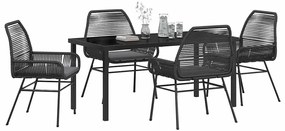 vidaXL Σέτ φαγητού για κήπο 5 pcs Μαύρο συνθετικό ρατάν