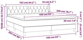 vidaXL Κρεβάτι Boxspring με Στρώμα Taupe 160x200 εκ. Υφασμάτινο