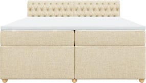 vidaXL Κρεβάτι Boxspring με Στρώμα Κρεμ 200x200 εκ. Υφασμάτινο