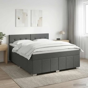vidaXL Κρεβάτι box spring με στρώμα Σκούρο Γκρι 140 x 200 cm Ύφασμα