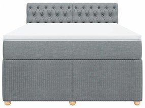 Κρεβάτι Boxspring με Στρώμα Αν. Πράσινο 160x200εκ Υφασμάτινο - Γκρι