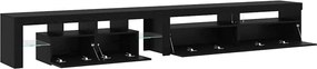 vidaXL Ντουλάπι TV με led 3 pcs Μαύρη Οξυά 290 x 36,5 x 40 εκ