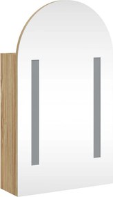 vidaXL Καθρέφτης Μπάνιου με Ντουλάπι &amp; LED Αψίδα Δρυός 42x13x70 εκ.