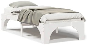 vidaXL Κρεβάτι δαπέδου Λευκό 100 x 200 cm Μασίφ ξύλο πεύκου