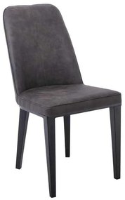 Καρέκλα CASTER Μεταλλική Βαφή Μαύρη/PU Ανθρακί 45x60x89cm (Σετ 6 ΤΕΜ)