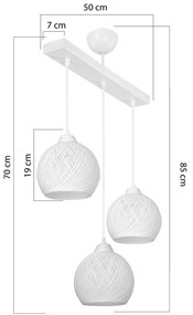 Φωτιστικό οροφής τρίφωτο PWL-0973 II pakoworld Ε27 λευκό 50x18x85εκ (1 τεμάχια)
