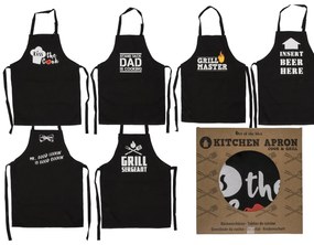 Ποδιά Κουζίνας ‘Cook &amp; Grill’ Μαύρο Βαμβακερό 80x60cm Σε 6 Σχέδια