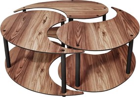 Coffee Table Set Yin Yang 3 70 - Walnut Walnut