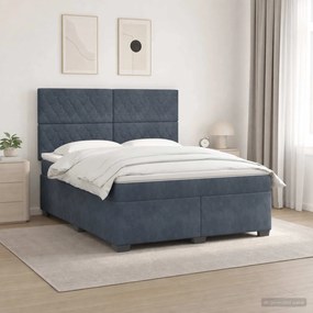 vidaXL Κρεβάτι box spring με στρώμα Σκούρο Γκρι 140 x 190 cm Βελούδο