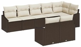 vidaXL Σετ Καναπέ Κήπου 8 pcs Καφέ Πολυ ράταν