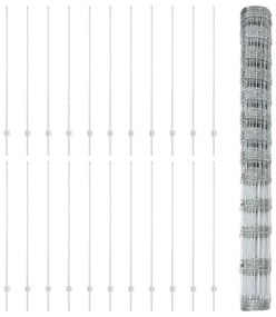 vidaXL Φράχτης με Στήλες. Ασημί 1.5 x 50 m Ατσάλι