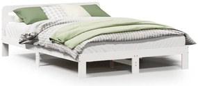 vidaXL Σκελετός Κρεβ. Χωρίς Στρώμα Λευκό 135x190 εκ Μασίφ Πεύκο