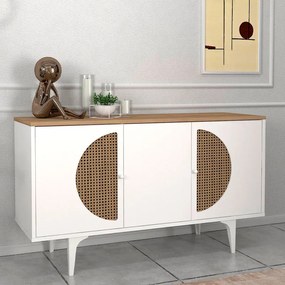 Μπουφές Aureta Megapap χρώμα λευκό - sapphire oak 130x45x75εκ.-GP042-0233,1