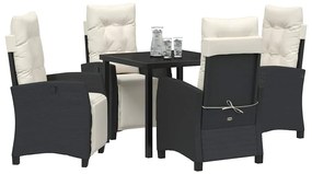 vidaXL Σέτ φαγητού για κήπο 5 pcs Μαύρο συνθετικό ρατάν