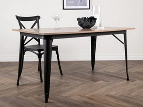 Τραπέζι Dallas 3265, Καρυδί, Μαύρο, 75x80x140cm, 26 kg, Ινοσανίδες μέσης πυκνότητας, Μέταλλο | Epipla1.gr