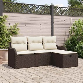 vidaXL Σετ Καναπέ Κήπου 4 pcs Καφέ και κρεμ 176 x 117 x 85 εκ