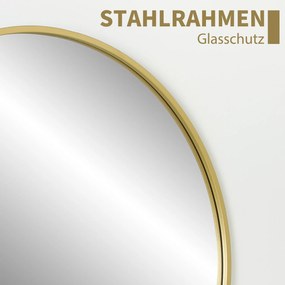 70x70cm Στρογγυλός Καθρέφτης Μπάνιου Επιτοίχιος Χρυσός Κορνίζας