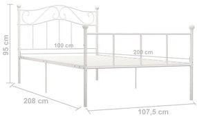 vidaXL Πλαίσιο Κρεβατιού Λευκό 100 x 200 εκ. Μεταλλικό