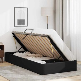 vidaXL Κρεβάτι Αποθήκης Μαύρο 100 x 190 cm Τεχνητό δέρμα