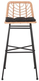 Σκαμπό Μπαρ GERALD C5706.11 Μεταλλικό Ψηλό με Μπεζ Wicker &amp; Μαύρο Μαξιλάρι 49x50x101Υεκ. 49x50x101 εκ.