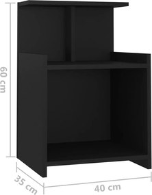 vidaXL Κομοδίνο Μαύρο 40 x 35 x 60 εκ. από Επεξ. Ξύλο