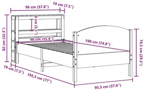 Σκελετός Κρεβ. Χωρίς Στρώμα Καφέ Κεριού 90x190 εκ Μασίφ Πεύκο - Καφέ