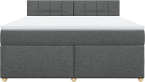 vidaXL Κρεβάτι Boxspring με Στρώμα Σκούρο Γκρι 180x200 εκ Υφασμάτιν