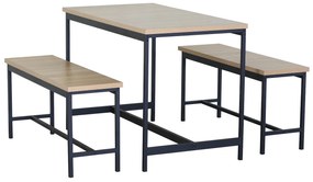 Σετ Τραπεζαρία (2+1) ArteLibre CARRISTON Δρυς/Μαύρο Μοριοσανίδα/Μέταλλο 110x60x75cm