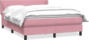 vidaXL Box Spring κρεβάτι με στρώμα ροζ 160x220 cm Βελούδινο