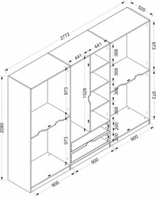 Εξαφυλλη Ντουλαπα Χρυσο ELINA 52x277.2x208