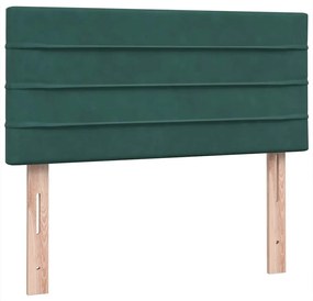 vidaXL Box Spring κρεβάτι με στρώμα σκούρο πράσινο 80x220εκ. Βελούδινο