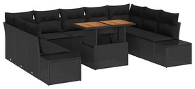 vidaXL Σέτ φαγητού για κήπο 10 pcs Μαύρο, Καφέ 100 x 55 x 73 εκ