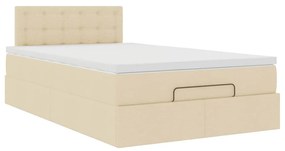 vidaXL Οθωμανικό κρεβάτι με στρώμα Cream 120x190 cm Ύφασμα