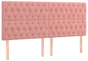 vidaXL Κρεβάτι Boxspring με Στρώμα &amp; LED Ροζ 200x200 εκ. Βελούδινο