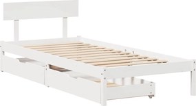 vidaXL Σκελετός Κρεβατιού Χωρίς Στρώμα Λευκό 100x200 εκ. Μασίφ Πεύκο