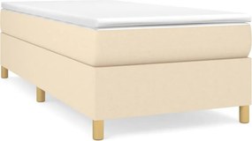 vidaXL Κρεβάτι Boxspring με Στρώμα Κρεμ 100 x 200 εκ. Υφασμάτινο