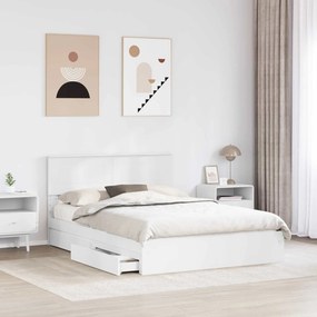 vidaXL Κρεβάτι Αποθήκης Λευκό 160 x 200 cm Επεξεργασμένο ξύλο