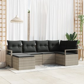 vidaXL Σετ καναπέ κήπου 6 κομματιών Ανοιχτό Γκρι Πολυεπίστρωση